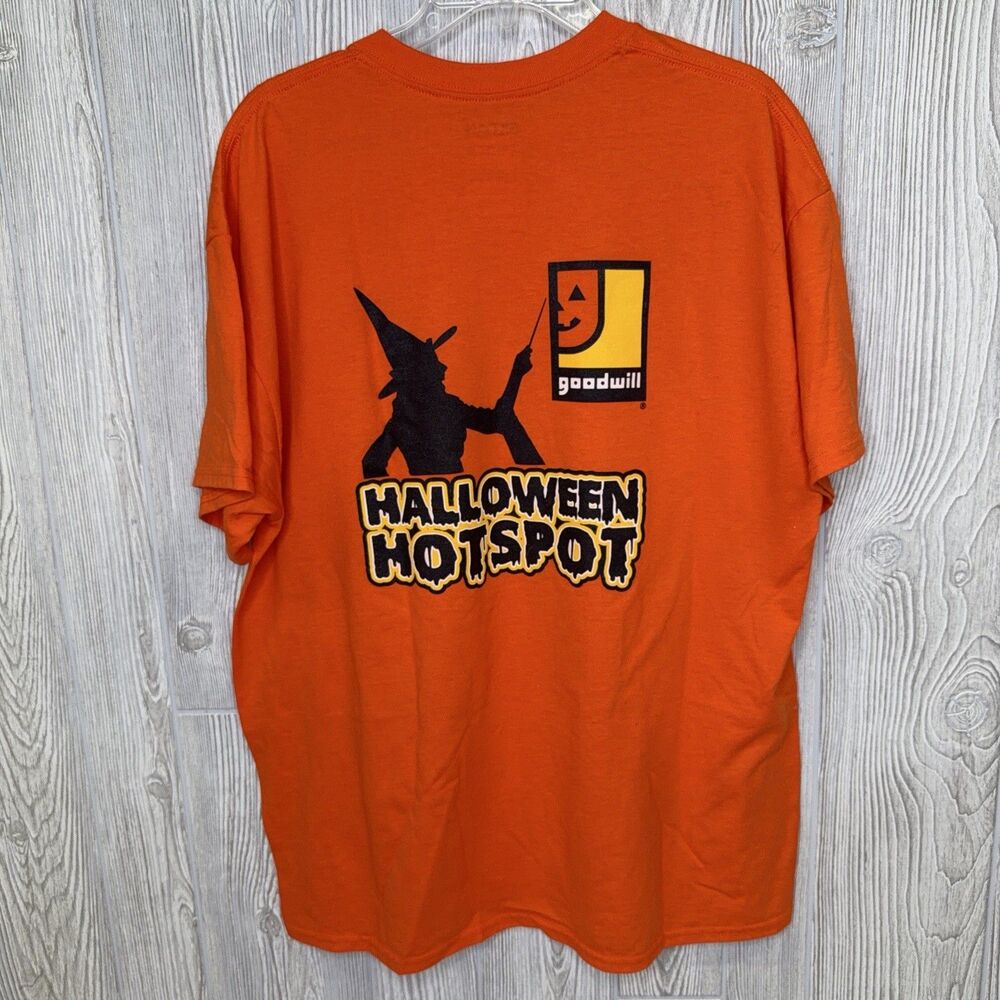 Goodwill Halloween Hotspot Employee T-Shirt Orange Size XL Double Sided Print